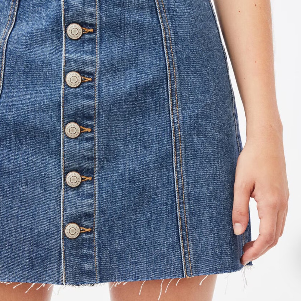 Real Denim High-Rise Buttoned Mini Skirt - Picture 2 of 6